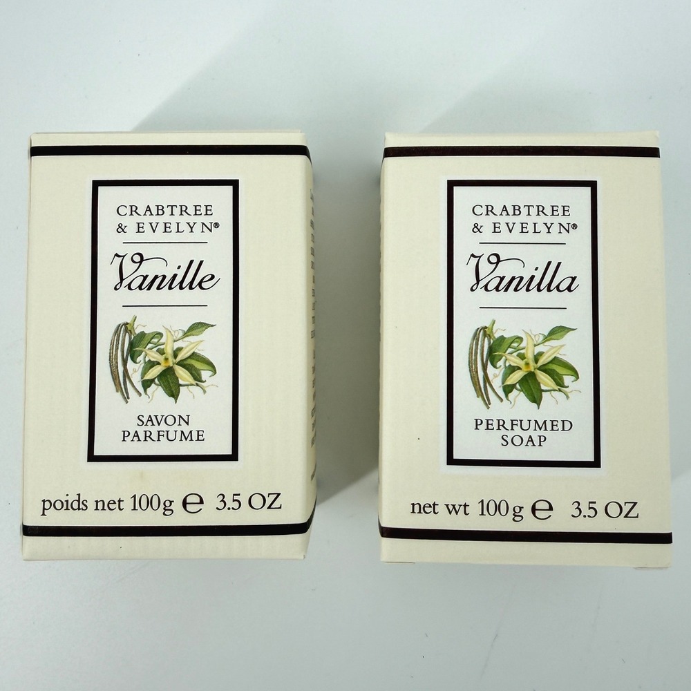 2 New Vintage Crabtree & Evelyn 1994 Vanilla Perfumed Soap 3.5 oz‎
